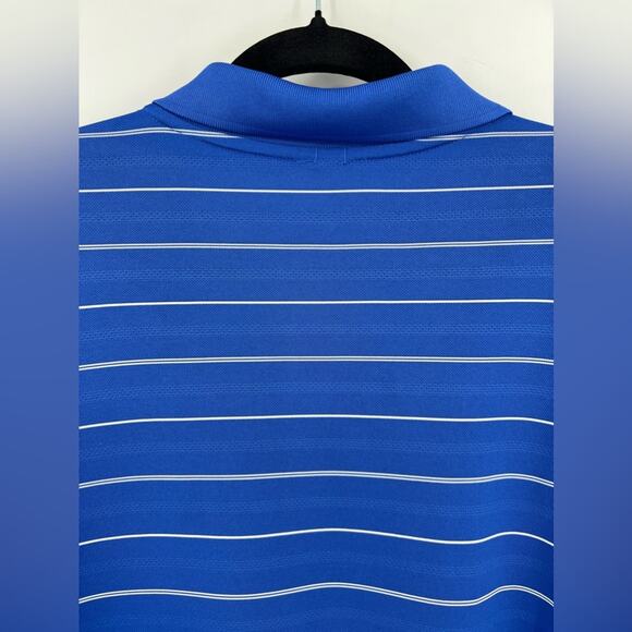 Nike Golf Polo Shirt Striped Dri-Fit Short Sleeve Button Blue White Men Medium - Picture 9 of 13
